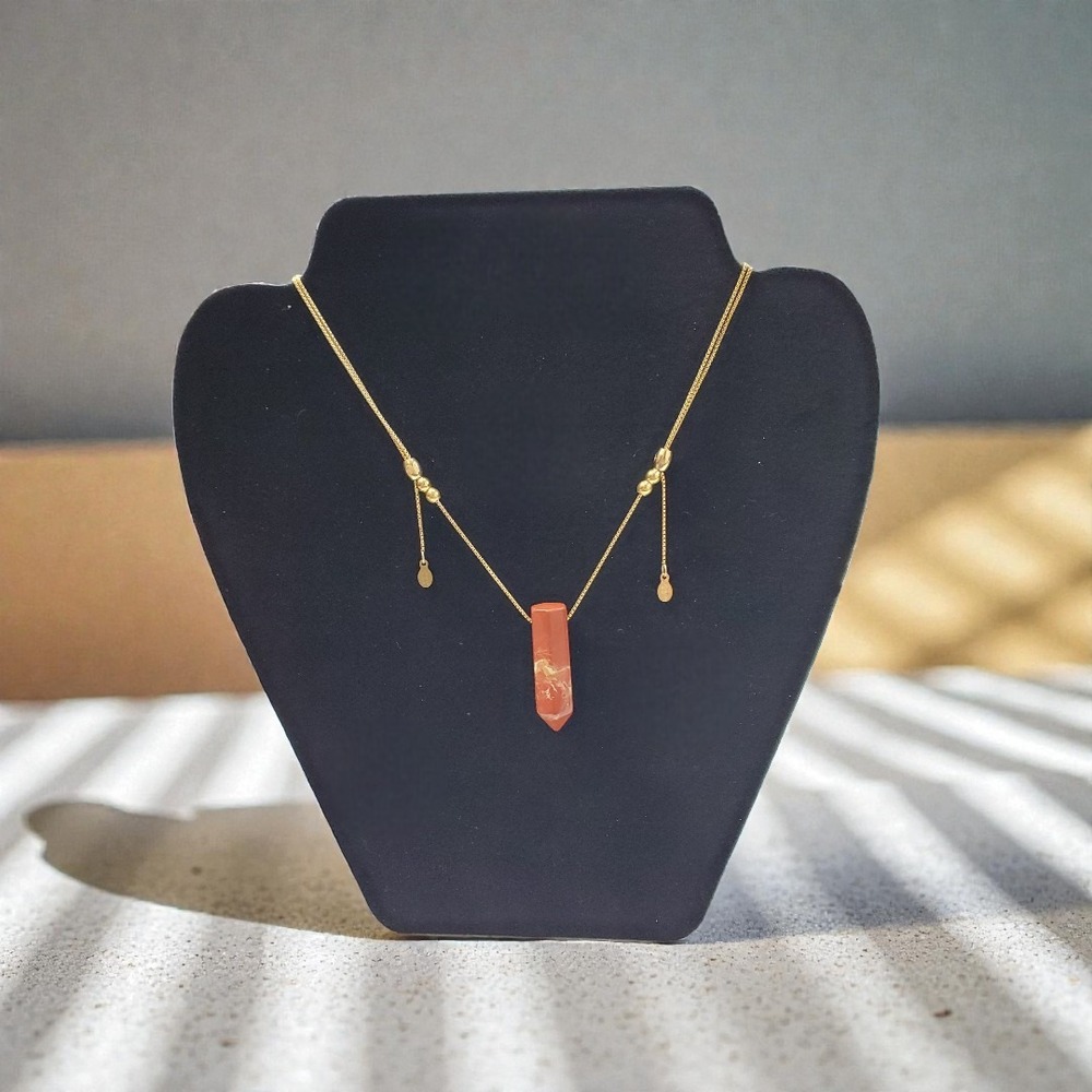 Alex and Ani Earth Sultry‎ Red Jasper Pendant Necklace 14KT Gold Plated